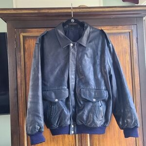 Vintage Serge Hervet Leather Bomber Jacket